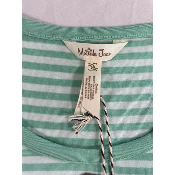 Matilda Jane Striped Tunic Blouse Womens Size Medium Green Blue Boho Ruffle NWT - Picture 5 of 9